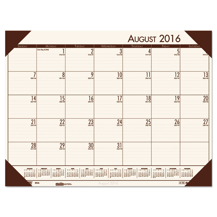Picture of Recycled EcoTones Academic Desk Pad Calendar, 18.5x13, Brown Corners, 