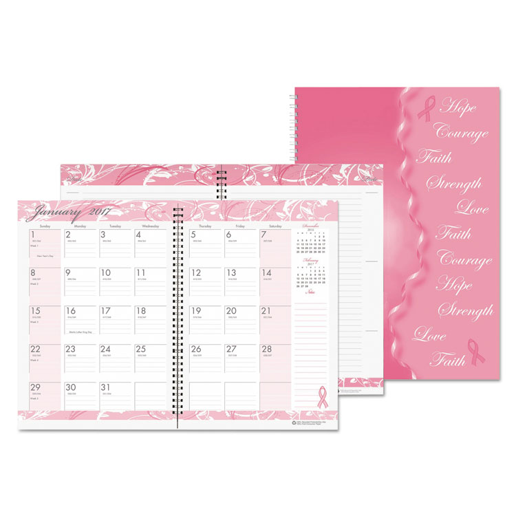 Picture of Recycled Breast Cancer Awareness Monthly Planner/Journal, 7 x 10, Pink