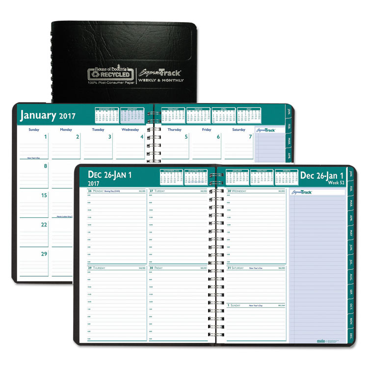 Picture of Recycled Express Track Weekly/Monthly Appointment Book, 8.5x11, Black-Current Year