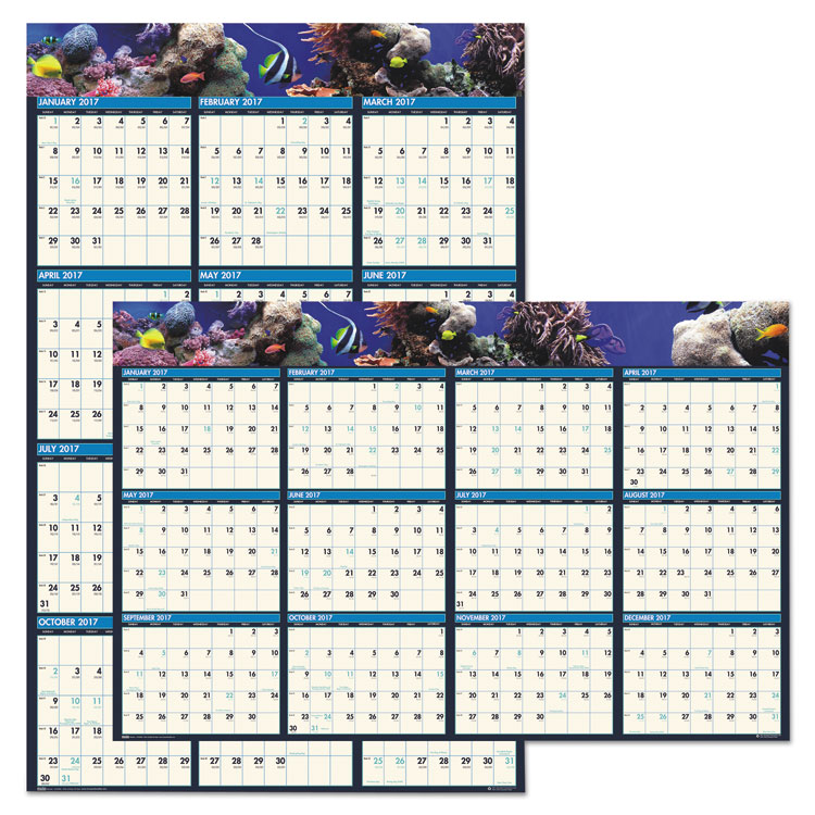 Picture of Recycled Earthscapes Sea Life Scenes Reversible Wall Calendar, 24 x 37