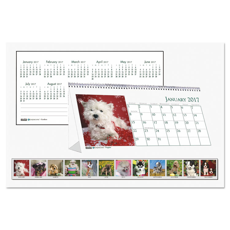 Picture of Recycled Puppy Photos Desk Tent Monthly Calendar, 8 1/2 x 4 1/2