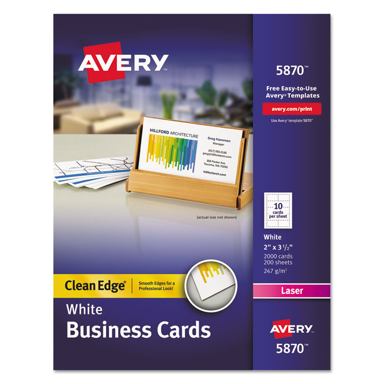 Picture of Clean Edge Business Card Value Pack, Laser, 2 x 3 1/2, White, 2000/Box