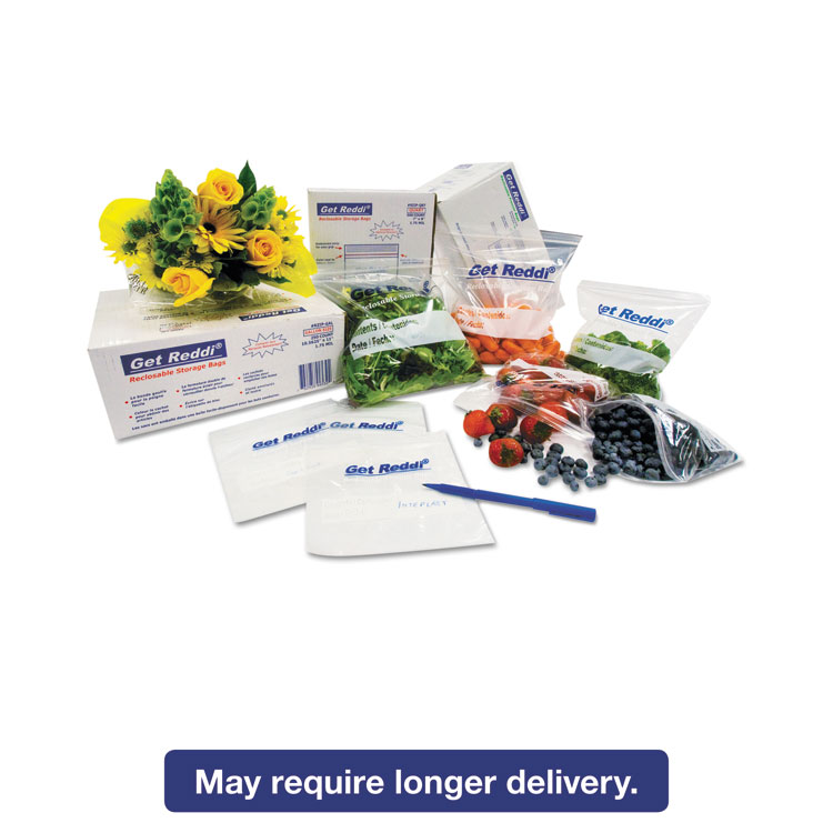 Picture of Get Reddi Food & Poly Bag, 12 x 8 x 30, 24-Quart, 1.00 Mil, Clear, 500/Carton