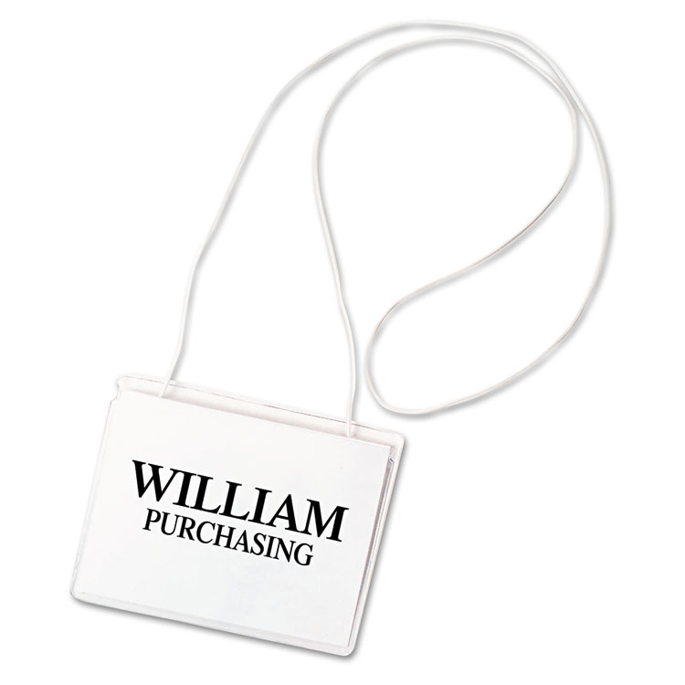 Picture of Name Badge Kits, Top Load, 4 x 3, Clear, Elastic Cord, 50/Box