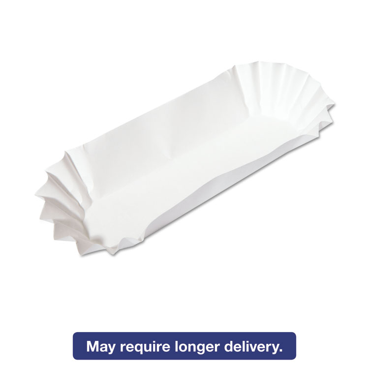 Picture of Fluted Hot Dog Trays, 6w x 2d x 2h, White, 500/Sleeve, 6 Sleeves/Carton