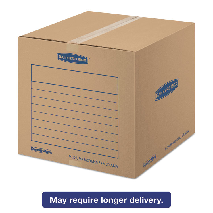 Picture of SmoothMove Basic Medium Moving Boxes, 18l x 18w x 16h, Kraft/Blue, 20/BD