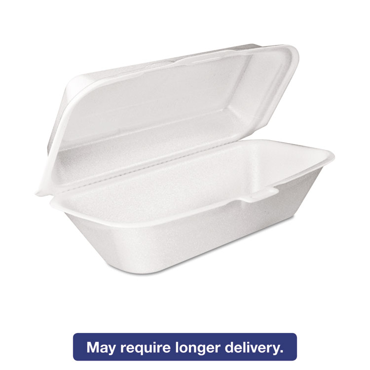 Picture of Foam Hoagie Container with Removable Lid, 9-4/5x5-3/10x3-3/10, White, 125/Bag