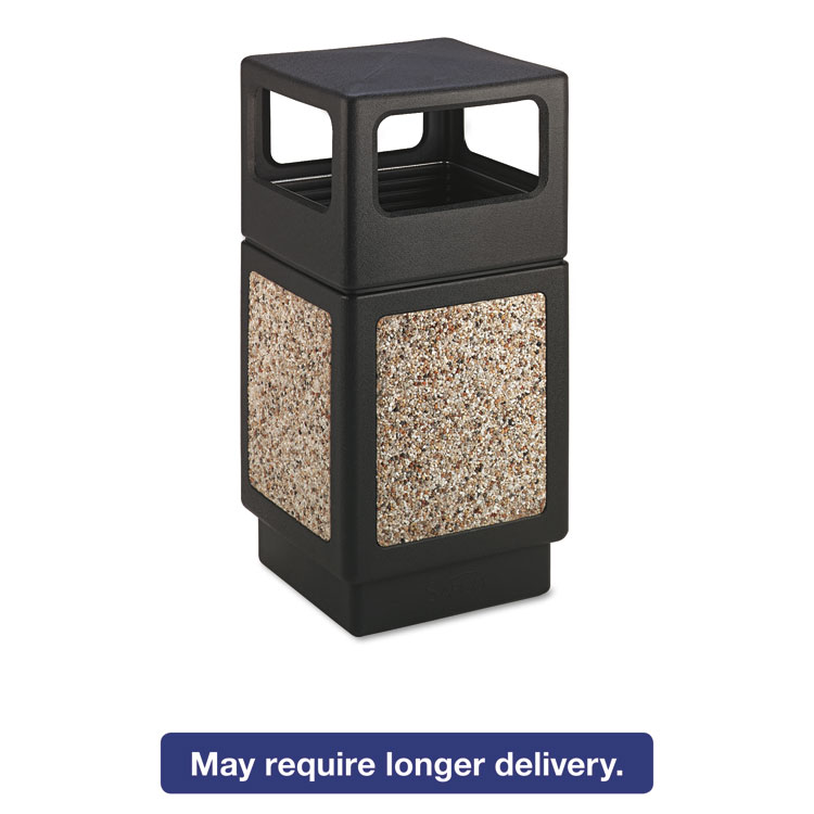 Picture of Canmeleon Side-Open Receptacle, Square, Aggregate/Polyethylene, 38gal, Black