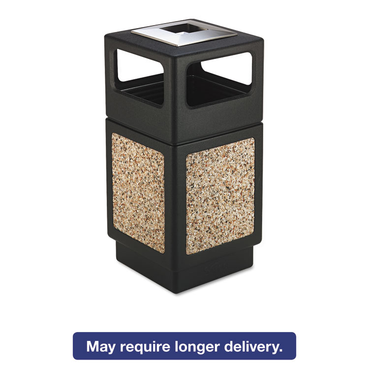 Picture of Canmeleon Ash/Trash Receptacle, Square, Aggregate/Polyethylene, 38gal, Black