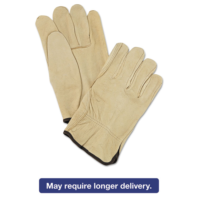 Picture of Unlined Pigskin Driver Gloves, Cream, Large, 12 Pairs