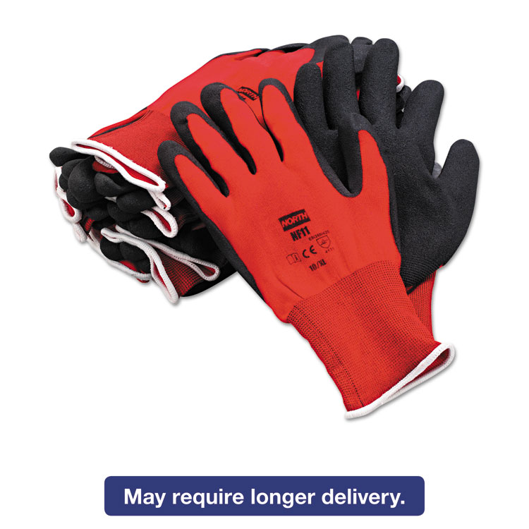 Picture of NorthFlex Red Foamed PVC Gloves, Red/Black, Size 10/XL, 12 Pairs