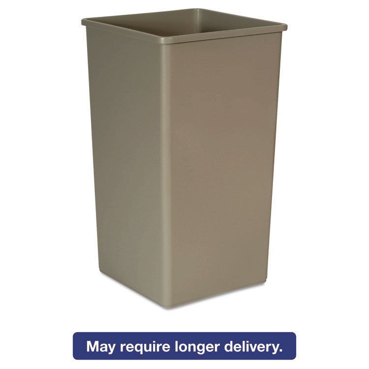Picture of Untouchable Waste Container, Square, Plastic, 50 gal, Beige