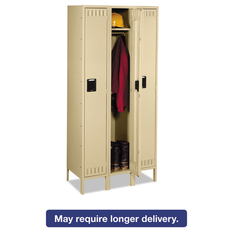 Picture of Single Tier Locker with Legs, Three Units, 36w x 18d x 78h, Sand