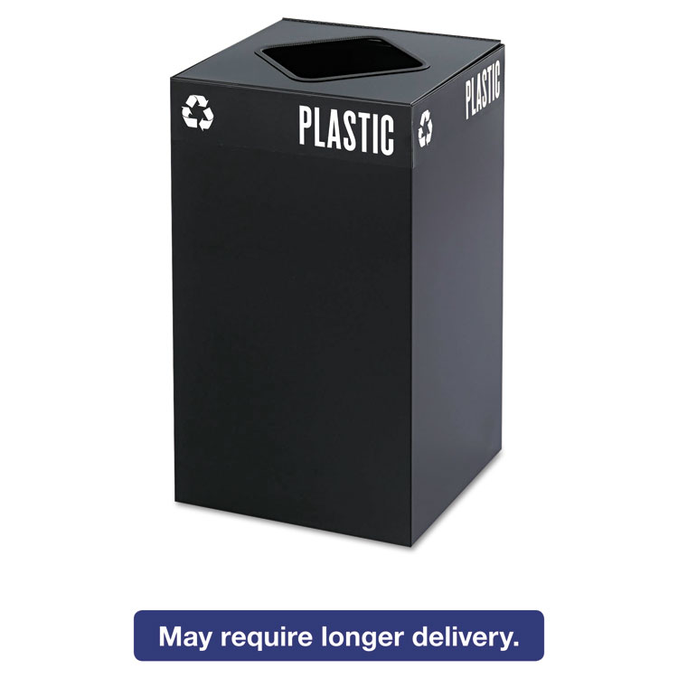 Picture of Public Square Recycling Container, Square, Steel, 25gal, Black