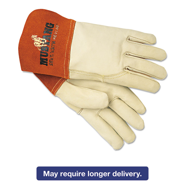 Picture of Mustang MIG/TIG Leather Welding Gloves, White/Russet, Large, 12 Pairs