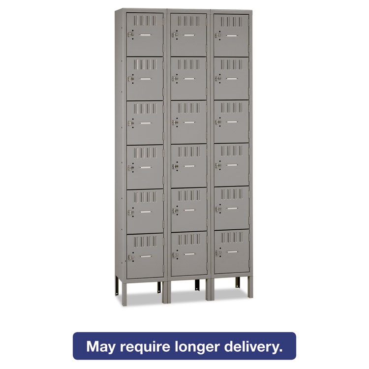 Picture of Box Compartments with Legs, Triple Stack, 36w x 18d x 78h, Medium Gray