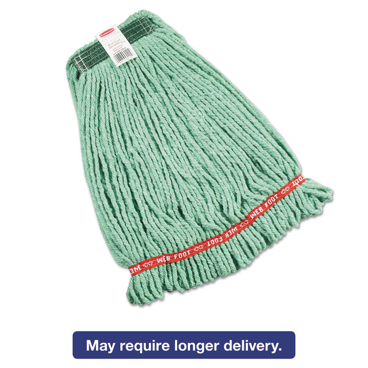Picture of Web Foot Wet Mop Heads, Shrinkless, Cotton/Synthetic, Green, Medium