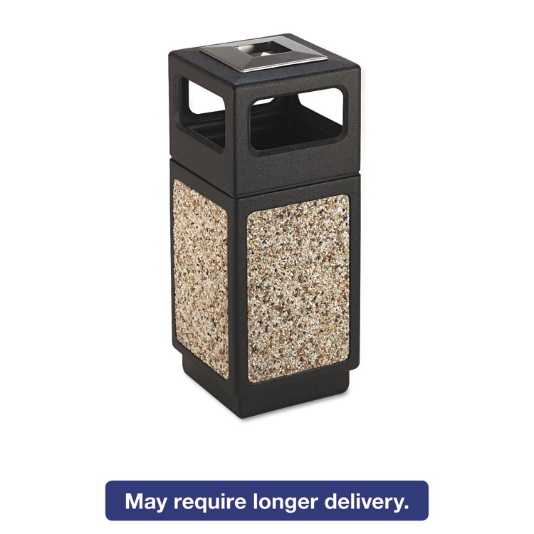Picture of Canmeleon Ash/Trash Receptacle, Square, Aggregate/Polyethylene, 15gal, Black