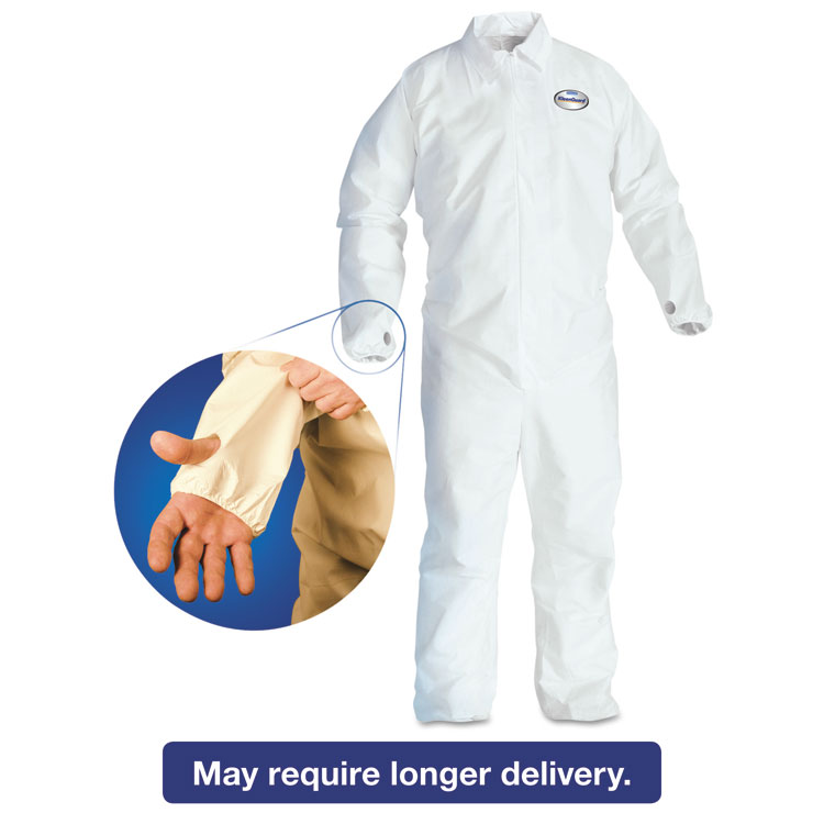 Picture of A40 Breathable Back Coverall with Thumb Hole, White/Blue, Large, 25/Carton