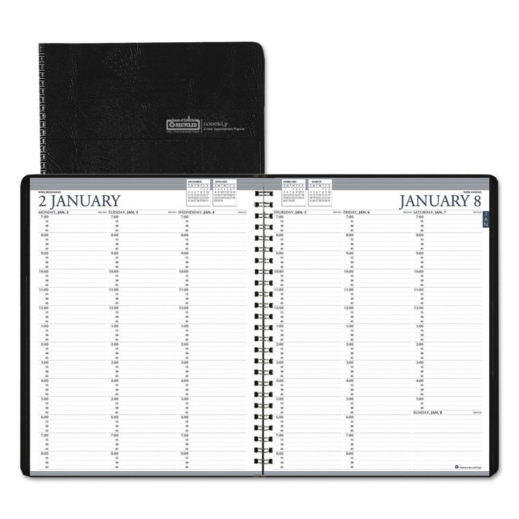 Picture of Recycled Two-Year Professional Weekly Planner, 8 1/2 x 11, Black-Current Year