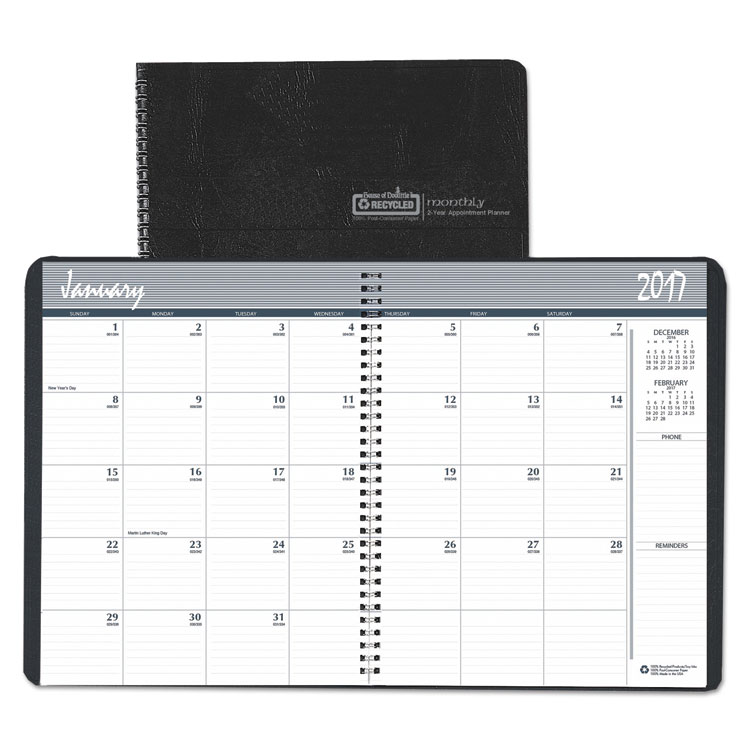 Picture of Recycled 24-Month Ruled Monthly Planner, 8 1/2 x 11, Black-Current Year