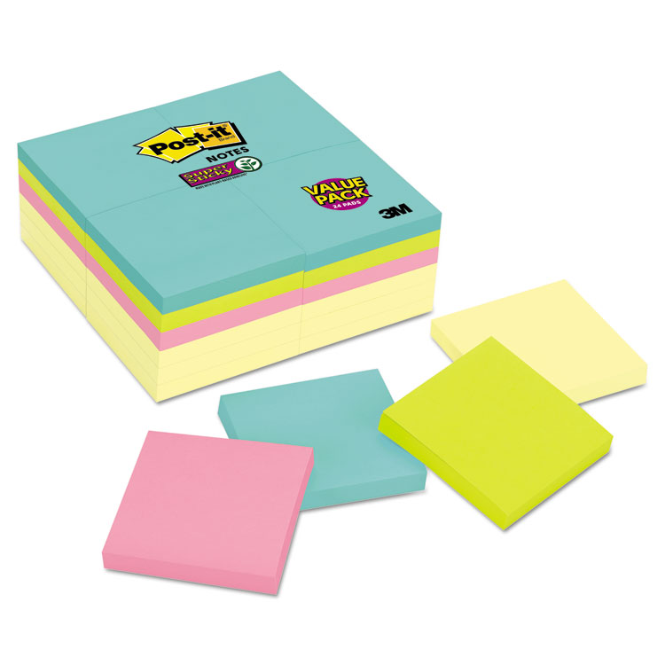Picture of Note Pads Office Pack, 3 X 3, Canary/miami, 90/pad, 24 Pads/pack