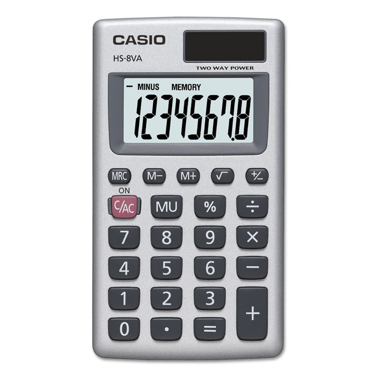 Picture of Hs-8va Handheld Calculator, 8-Digit Lcd, Silver