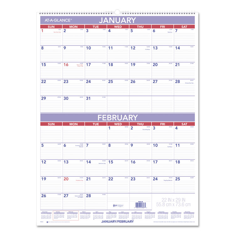 Picture of Two-Month Wall Calendar, 22 x 29