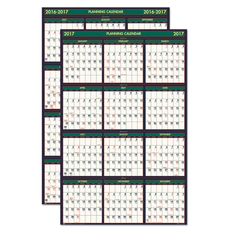 Picture of Recycled 4 Seasons Reversible Business/Academic Calendar, 24 x 37, 
