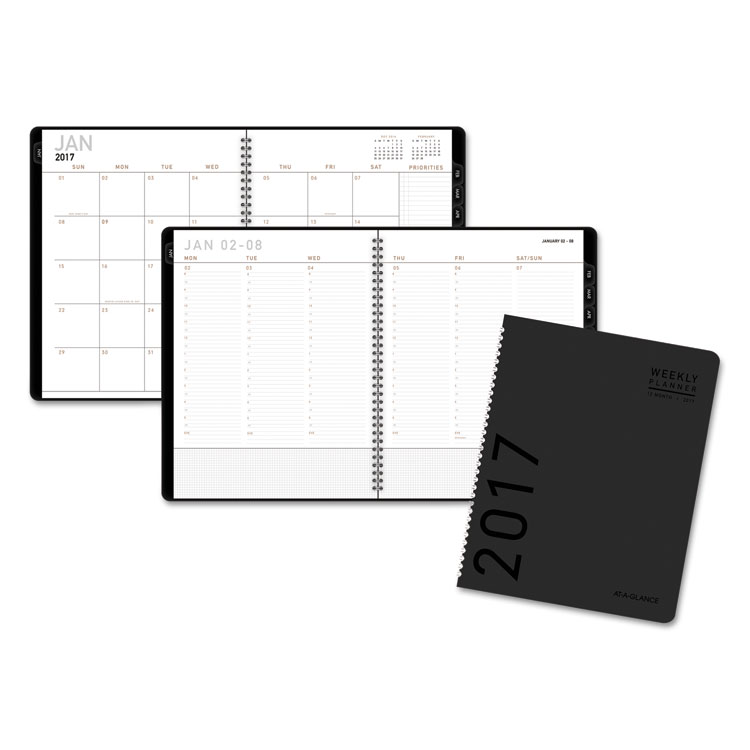 Picture of Contemporary Weekly/Monthly Planner, Column, 8 1/4 x 10 7/8, Black Cover