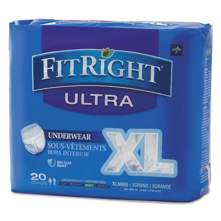 Picture of Fitright Ultra Protective Underwear, X-Large, 56-68" Waist, 20/pack, 4 Pack/ctn