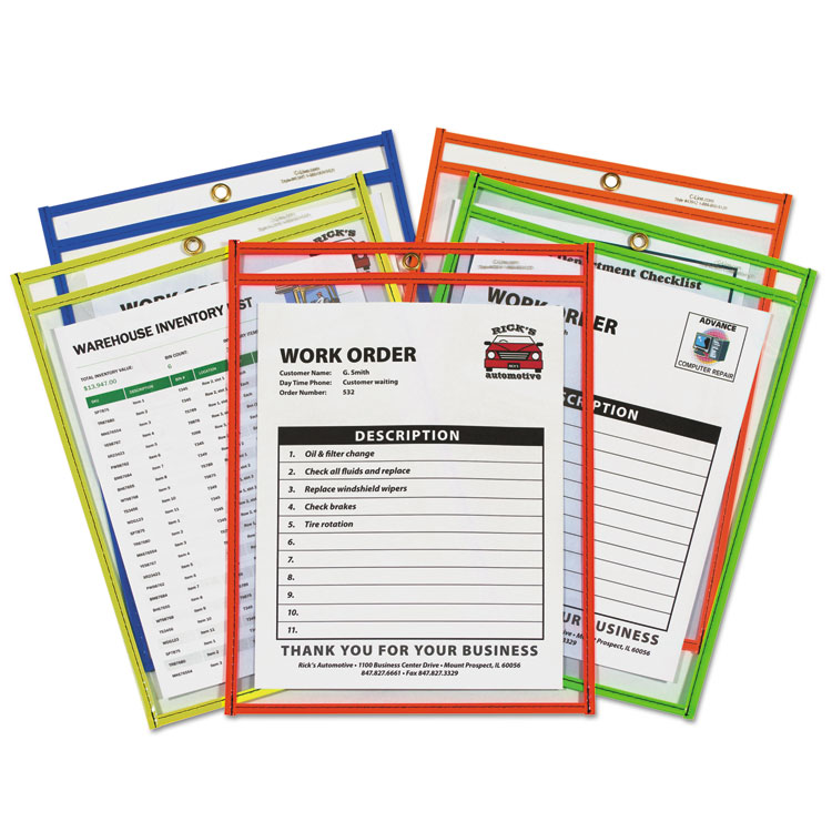 Picture of Stitched Shop Ticket Holder, Neon, Assorted 5 Colors, 75", 9 x 12, 25/BX
