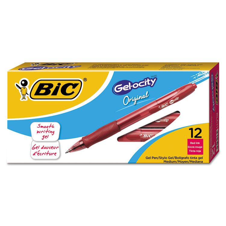 Picture of Gel-ocity Retractable Gel Pen, Red Ink, .7mm, Medium, Dozen