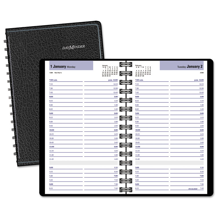 Picture of Daily Appointment Book with15-Minute Appointments, 8 x 4 7/8, Black