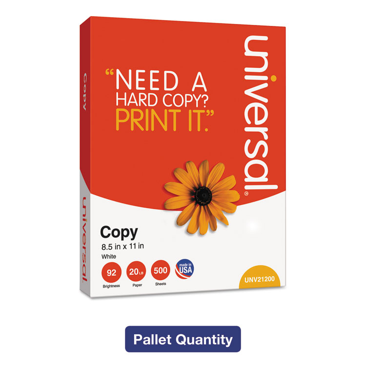 Picture of Copy Paper, 92 Brightness, 20 lb, 8-1/2 x 11, White, 200,000 Sheets/PLT
