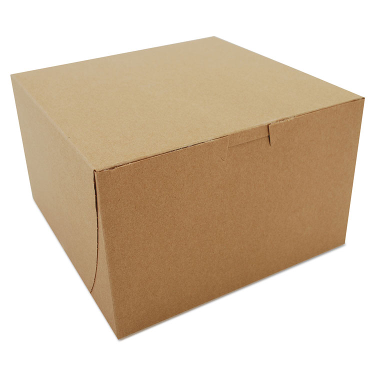 Bakery Boxes, Kraft, Paperboard, 8 x 8 x 5, 100/Carton