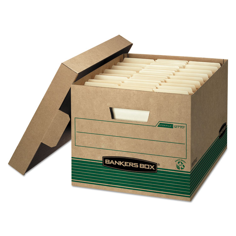 Picture of STOR/FILE Extra Strength Storage Box, Letter/Legal, Kraft/Green, 12/Carton