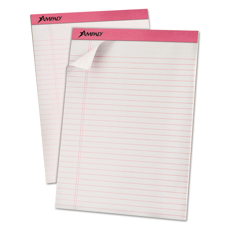 Picture of Pink Writing Pad, Legal/Wide, 8 1/2 x 11, Pink, 50 Sheets, 6/Pack