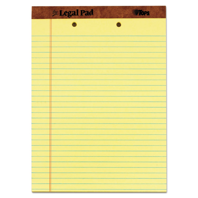 Picture of The Legal Pad Ruled Perf Pad, Legal/Wide, 8 1/2 x 11 3/4, Canary, 50 Sheets