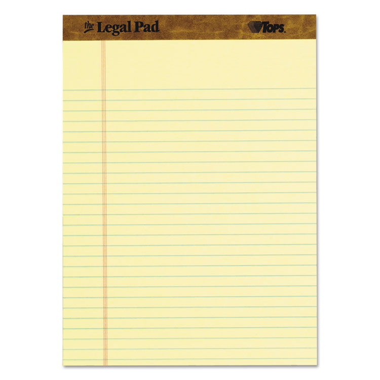 Picture of The Legal Pad Ruled Perforated Pads, 8 1/2 x 11 3/4, Canary, 50 Sheets, Dozen