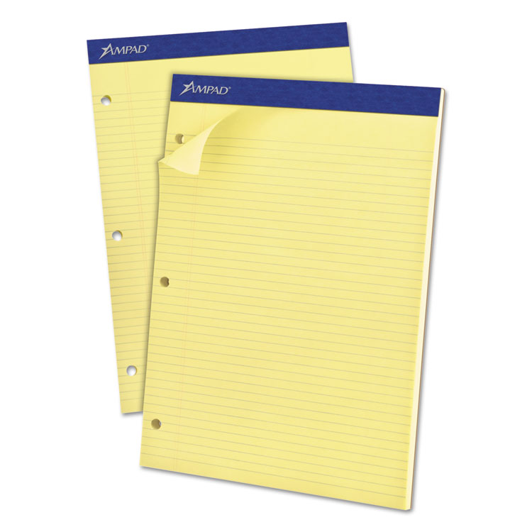 Picture of Double Sheets Pad, Narrow/Margin Pad, 8 1/2 x 11 3/4, Canary, 100 Sheets