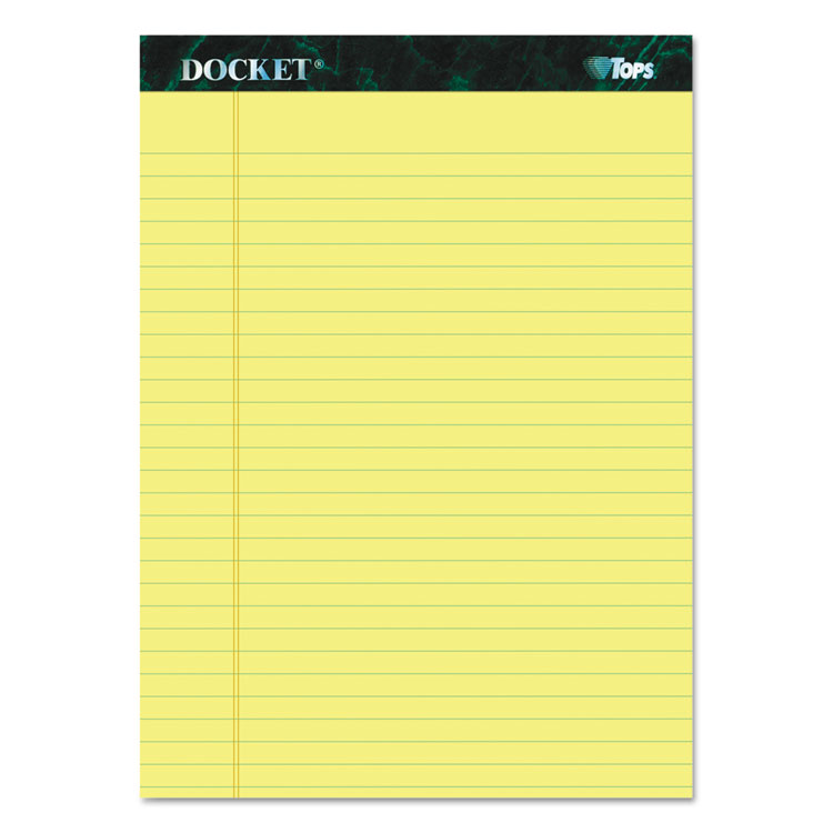 Picture of Docket Ruled Perforated Pads, 8 1/2 x 11 3/4, Canary, 50 Sheets, Dozen