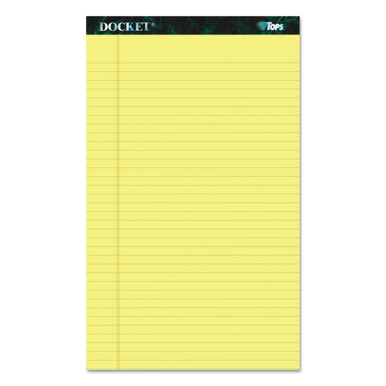 Picture of Docket Ruled Perforated Pads, 8 1/2 x 14, Canary, 50 Sheets, Dozen