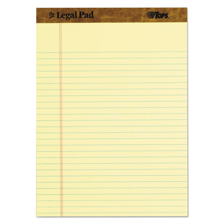 Picture of The Legal Pad Ruled Perforated Pads, 8 1/2 x 11, Canary, 50 Sheets, 3 Pads/Pack