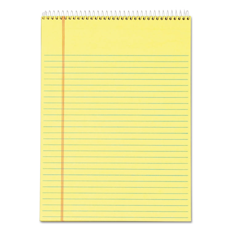 Picture of Docket Wirebound Ruled Pad w/Cover, 8 1/2 x 11 3/4, Canary, 70 Sheets