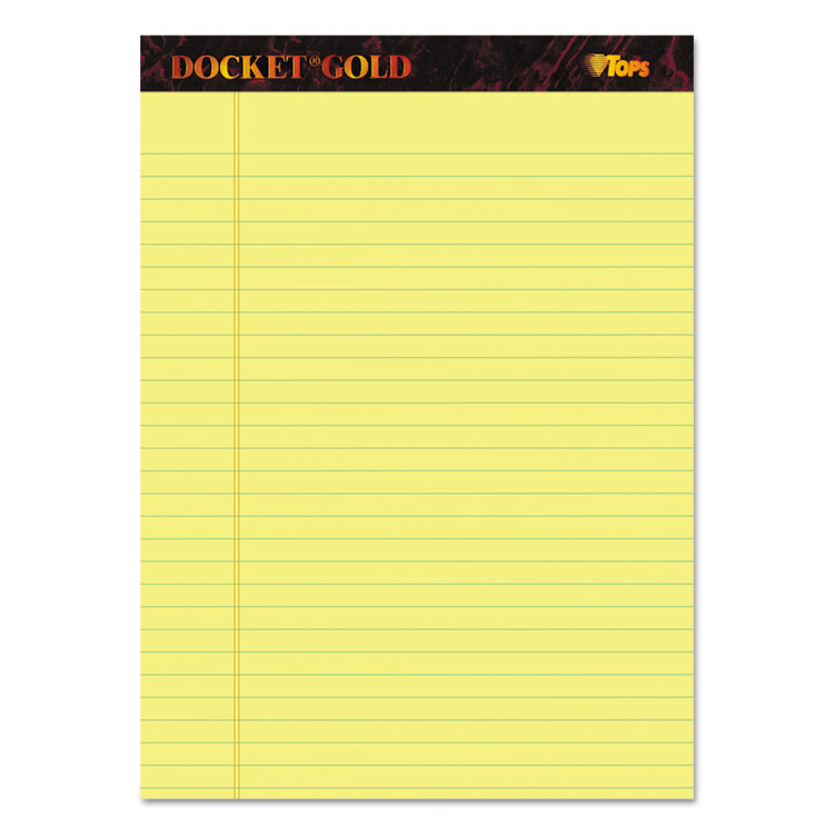 Picture of Docket Ruled Perforated Pads, 8 1/2 x 11 3/4, Canary, 50 Sheets, Dozen