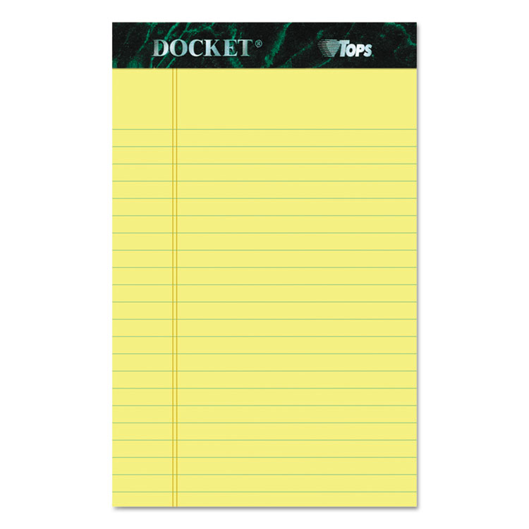 Picture of Docket Ruled Perforated Pads, 5 x 8, Canary, 50 Sheets, Dozen