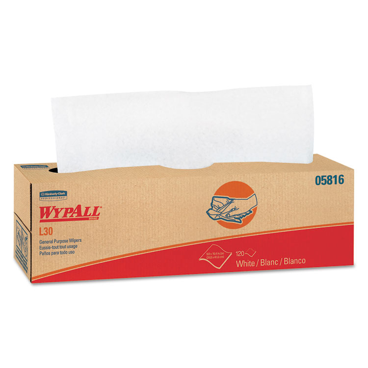 Picture of L30 Wipers, POP-UP Box, 9 4/5 x 16 2/5, 120/Box, 6 Boxes/Carton