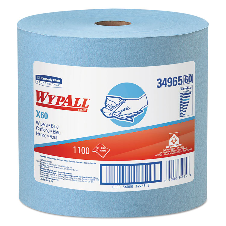 Picture of X60 Wipers, Jumbo Roll, 12 1/2 x 13 2/5, Blue, 1100/Roll