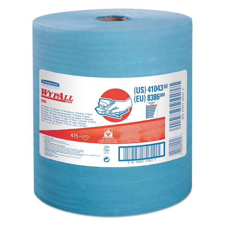 Picture of X80 Cloths With Hydroknit, Jumbo Roll, 12 1/2 X 13 2/5, Blue, 475/roll